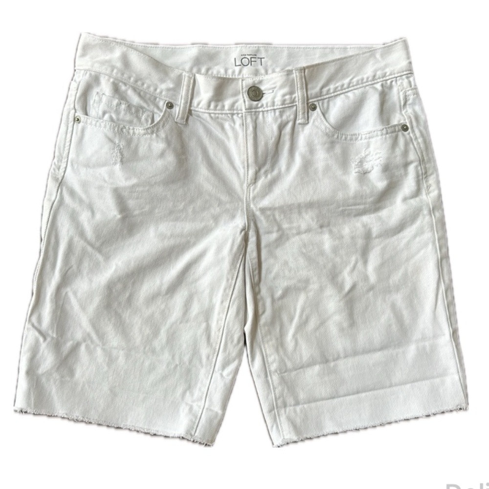 Ann Taylor LOFT White Washed Distressed Jean Shorts